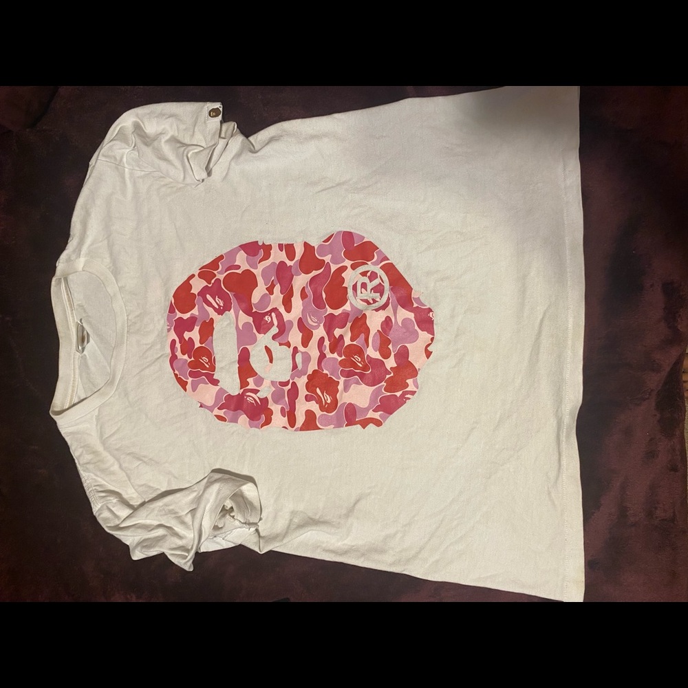 White red and pink bape tee